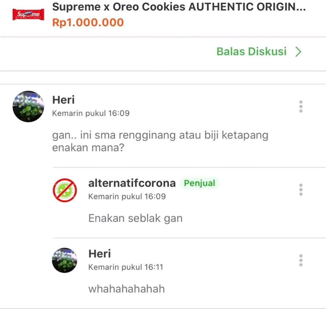 Percakapan Reseller Oreo Supreme Dan Customer Yang Bikin Ngakak.