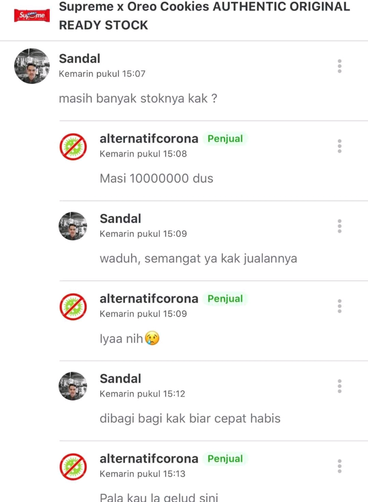 Percakapan Reseller Oreo Supreme Dan Customer Yang Bikin Ngakak.