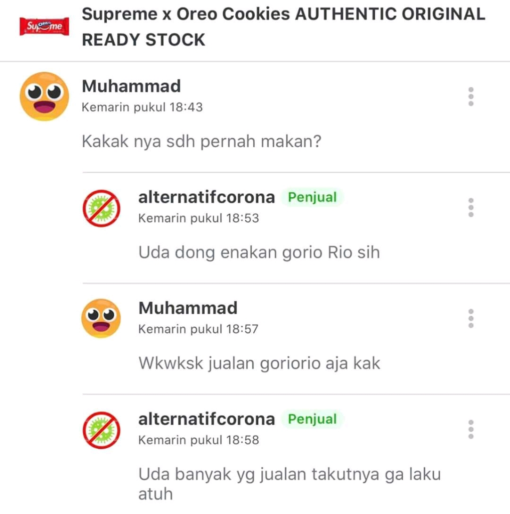 Percakapan Reseller Oreo Supreme Dan Customer Yang Bikin Ngakak.