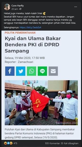 Heboh Ulama Bakar Bendera PKI, Harfly: Dapatkan Bendera, Kesannya BIN Dianggap Remeh