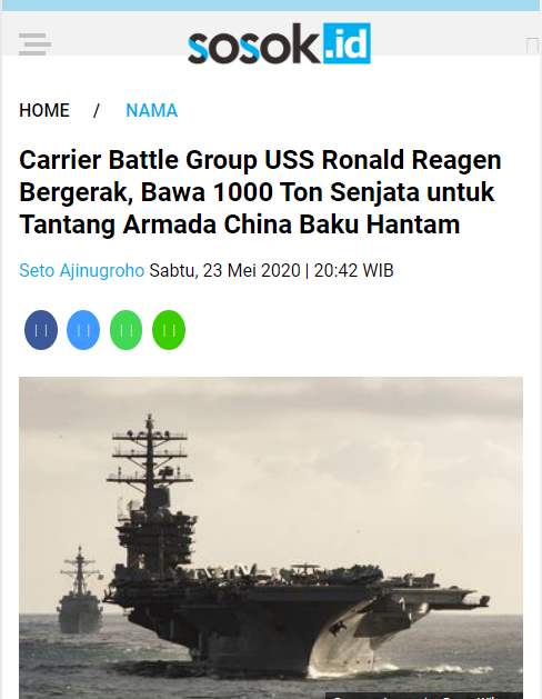 Carrier Battle Group USS Ronald Reagen Bergerak,