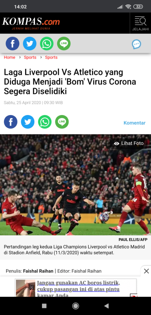 Laga Liverpool Vs Atletico Sebabkan 41 Korban Corona Meninggal?