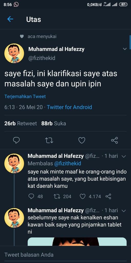 Akhirnya, Fizi Klarifikasi! Permintaan Maaf Fizi kepada Netizen