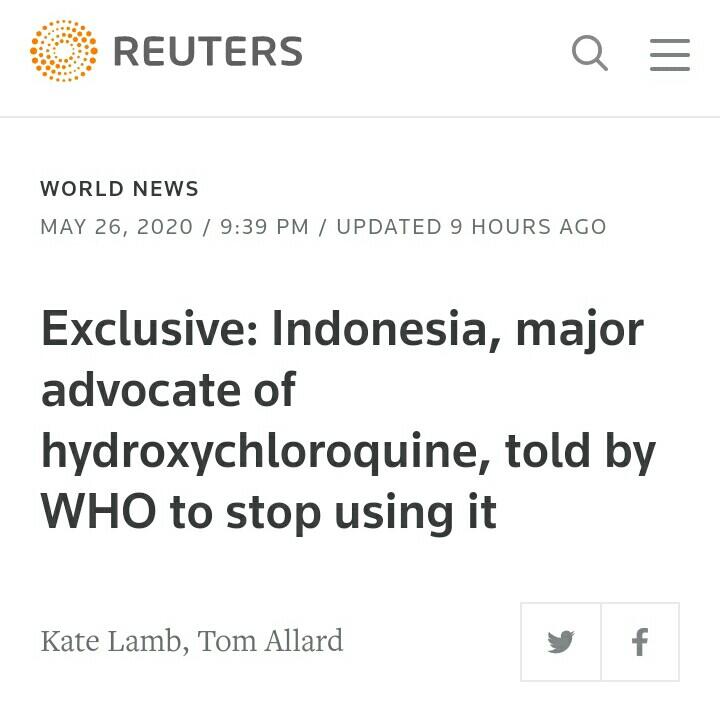 WHO Hentikan Uji Klinis Hydroxychloroquine Sebagai Obat COVID-19