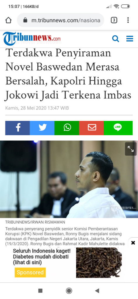 Terdakwa Penyiraman Novel Merasa Bersalah, Kapolri Hingga Jokowi Jadi Terkena Imbas