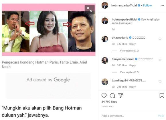 Tante Ernie Pilih Hotman Paris Ketimbang Ariel Noah, Netizen: Sultan Dilawan