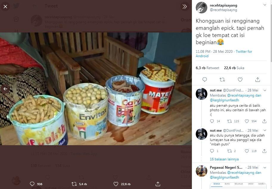 Antimainstream, Kue Lebaran Disimpa di Kaleng Bekas Cat Tembok hingga Ember