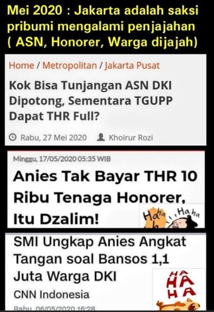 Kok Bisa Tunjangan ASN DKI Dipotong, Sementara TGUPP Dapat THR Full?