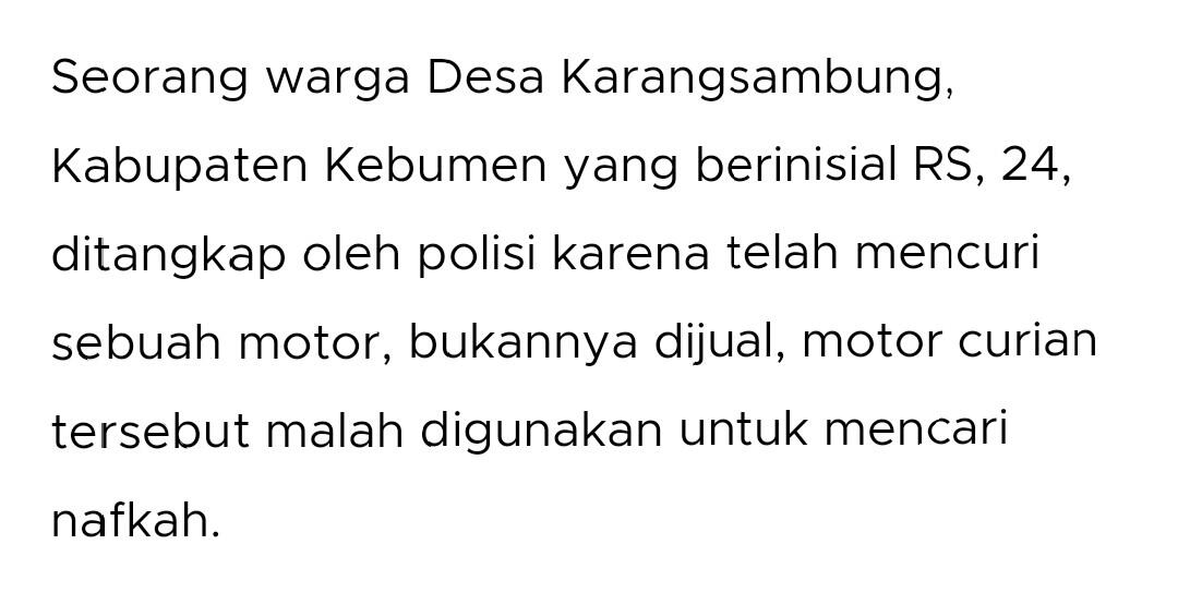 Mencuri Motor Demi Tetap Berlangsungnya Hidup, Miris!