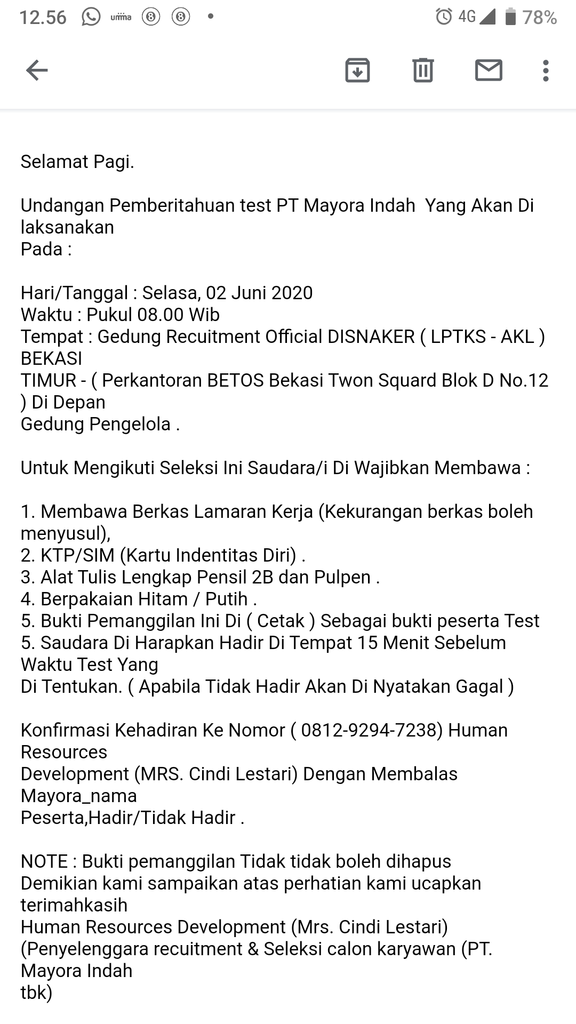 Suruh Dateng ke PT mayora ,. kira" bener apa engga ya gan?