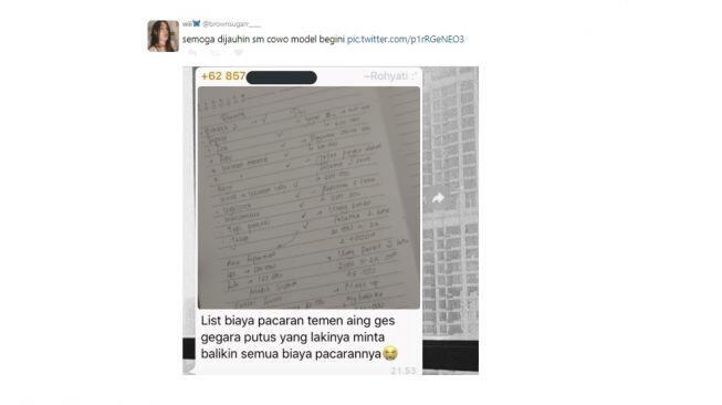 Putus Hubungan, Mantan Warganet Ini Tagih Barang dan Biaya selama Pacaran