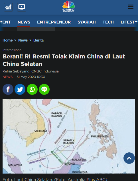 Berani! RI Resmi Tolak Klaim China di Laut China Selatan