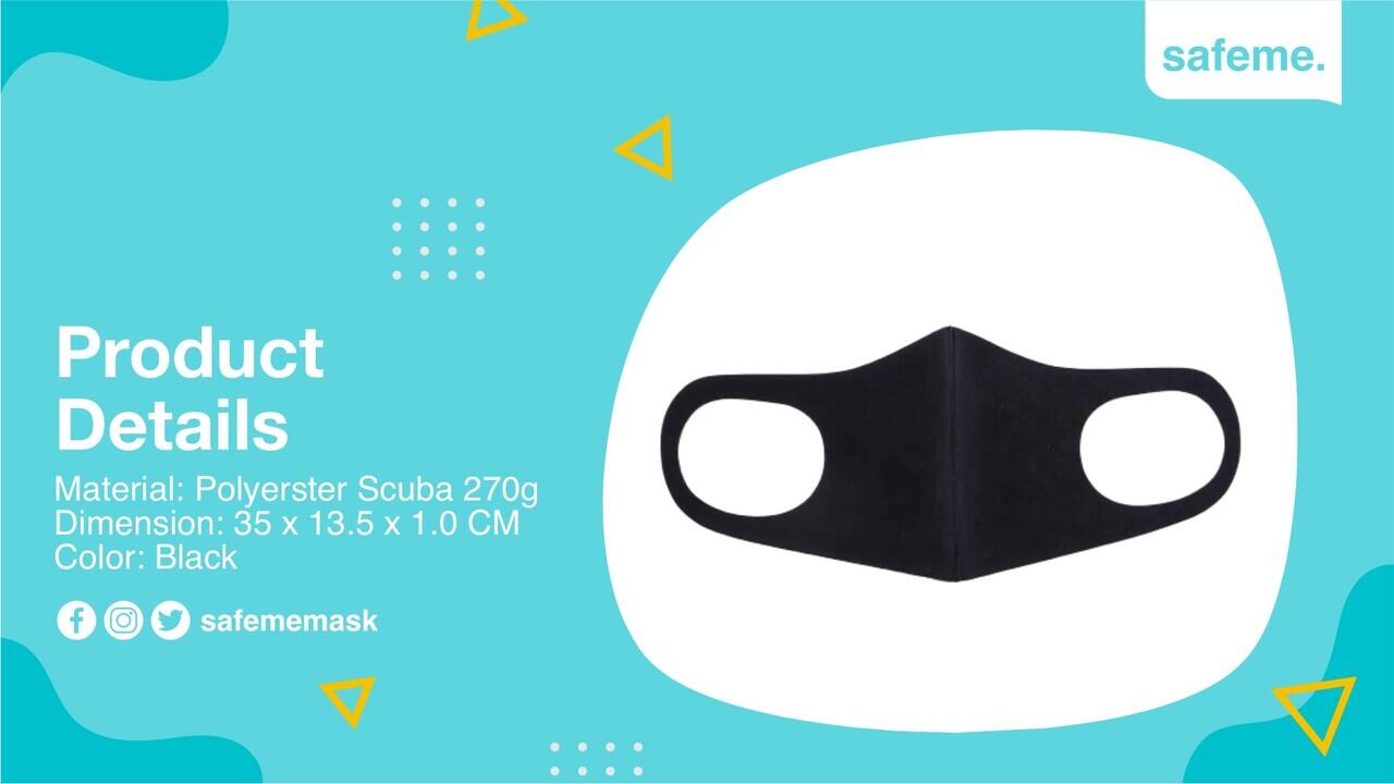 Masker Kain Scuba  Hitam Asli Original Model Korea  Pitta 