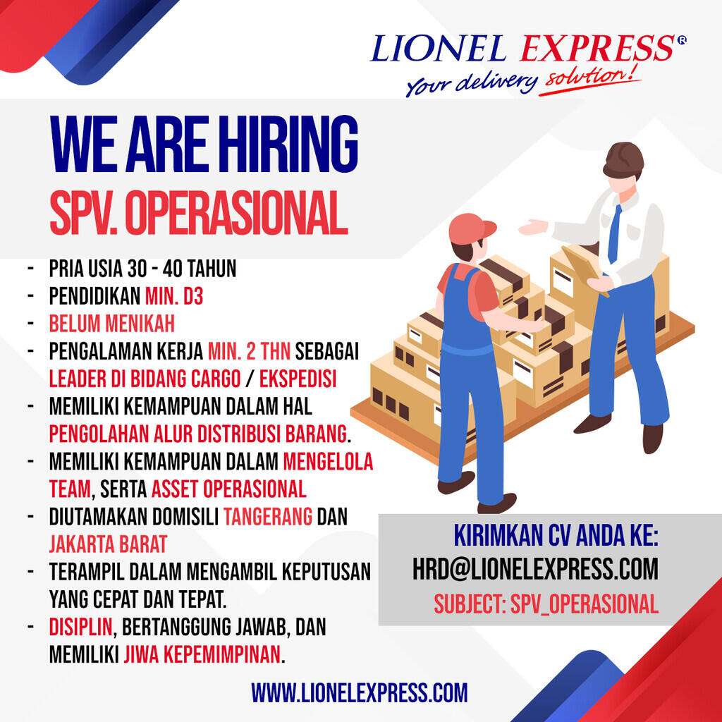 &#91;URGENT&#93; Lowongan Kerja untuk bagian SPV. OPERASIONAL