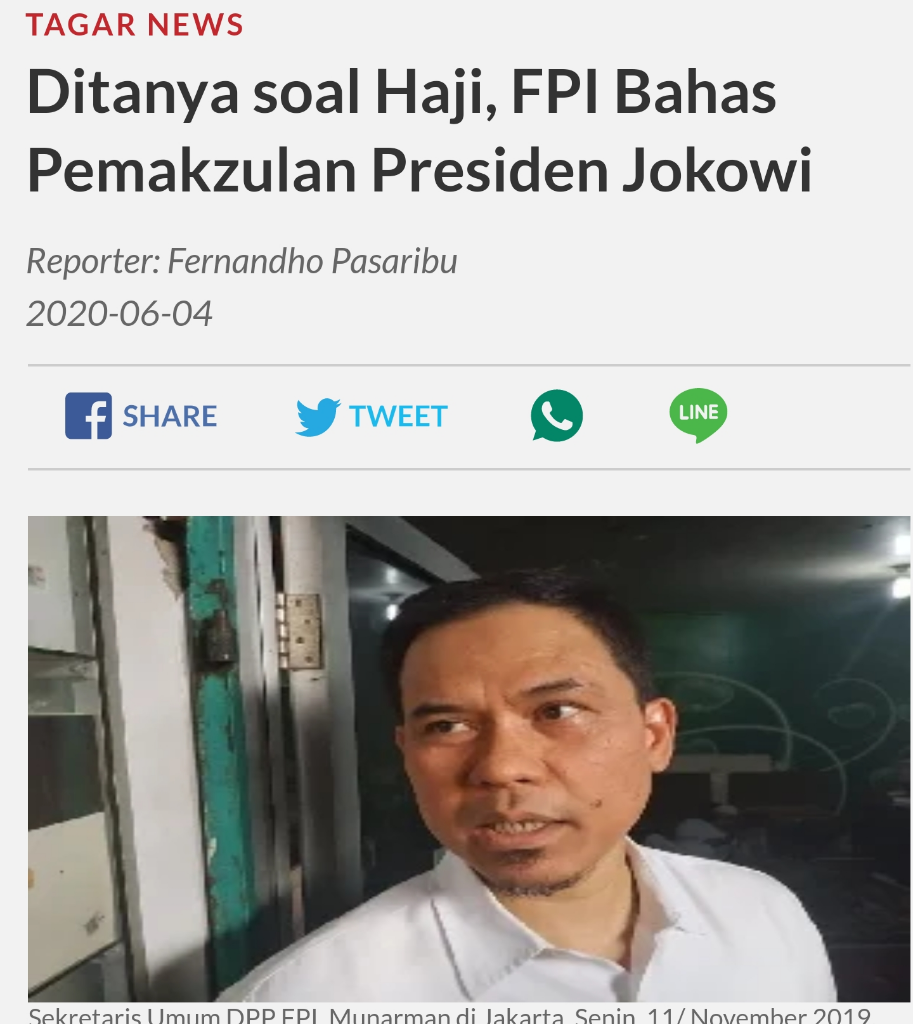 Haji 2020 Dibatalkan, Permadi Sindir yang Salahkan Jokowi: Dasar Kadal Kebon!