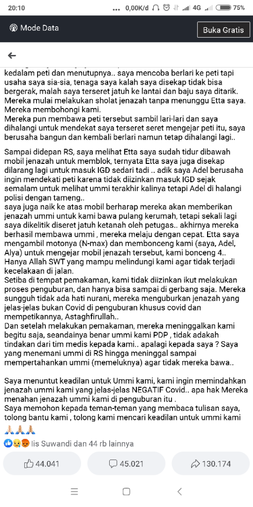 Sisi Lain Dunia Medis, Jenazah Negatif Covid19 Diperlakukan Protokol Covid19