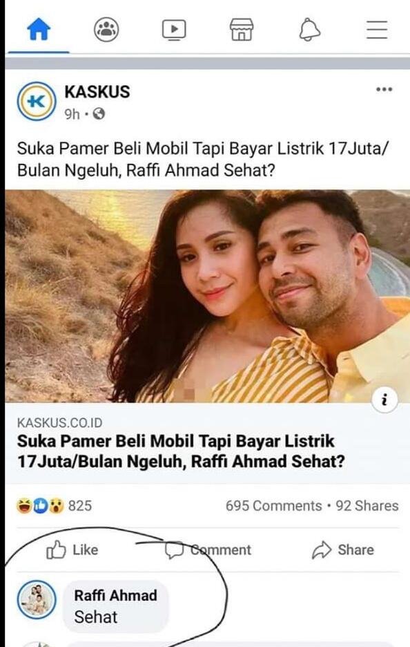 Kontent Thread Kaskus Tentang Raffi Ahmad, Di Facebook Langsung Di Coment A Raffi 