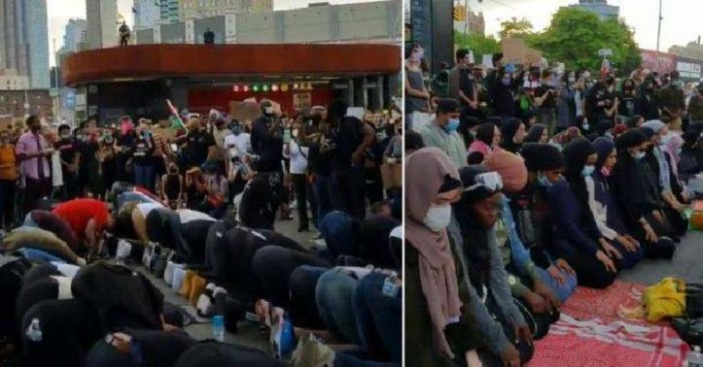 Adem Lihatnya, Pendemo Kematian George Floyd Lindungi Muslim yang Sedang Shalat