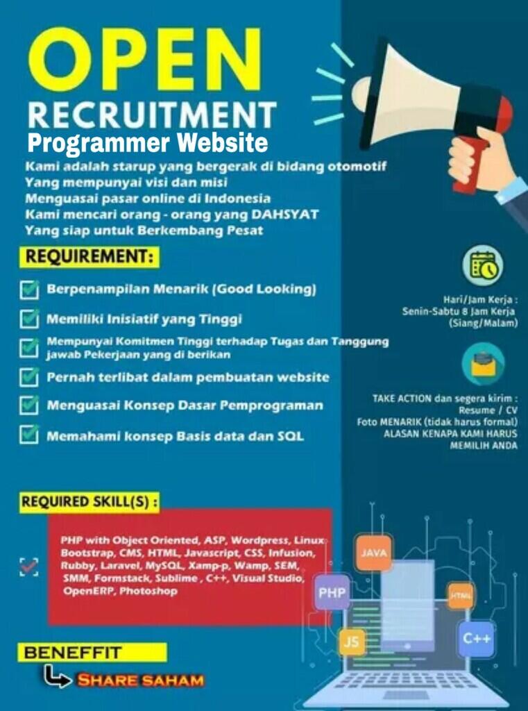 Lowongan Kerja - Dibutuhkan IT Programer website | KASKUS