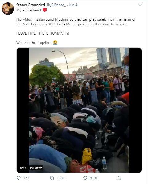 Viral Demonstran George Floyd Lindungi Jemaah yang Salat