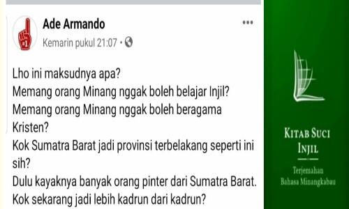 Ade Armando Sebut Sumbar Terbelakang dan Kadrun