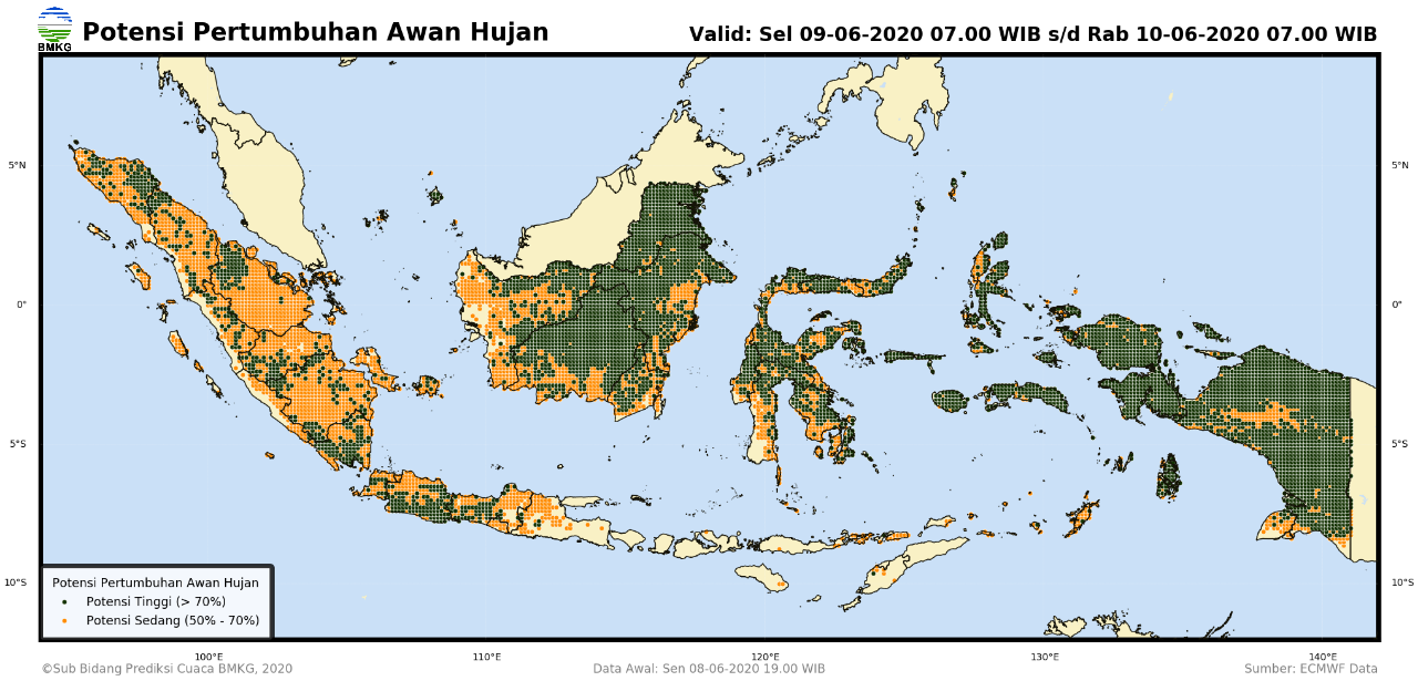 Prakiraan Cuaca Selasa, 9 Juni 2020, Waspadai 3 Wilayah Ini Berpotensi Hujan Petir