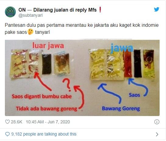 Heboh Perbedaan Bumbu Mi Goreng Instan di Jawa dan Luar Jawa, Netizen Baru Nyadar