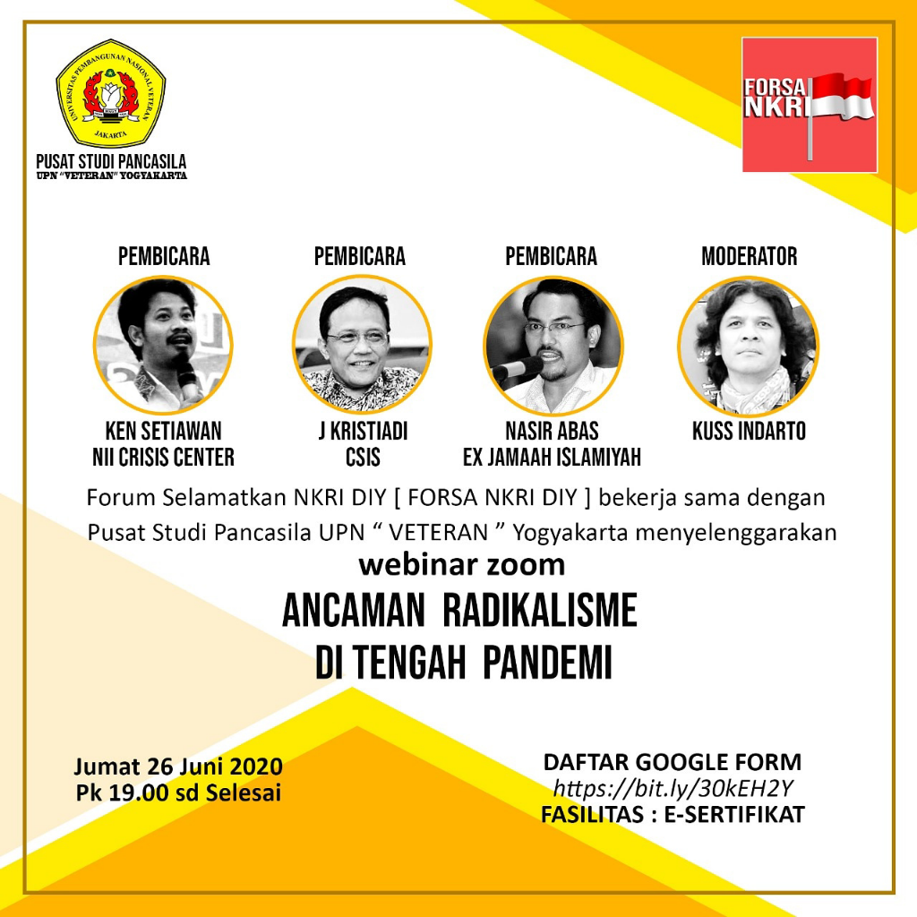 Webinar via ZOOM " ANCAMAN RADIKALISME DI TENGAH PANDEMI "