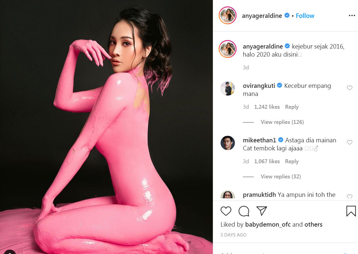 Anya Geraldine Pasang Foto Seksi Berlumur Cat (lagi), Netizen Komennya Bikin Ngakak