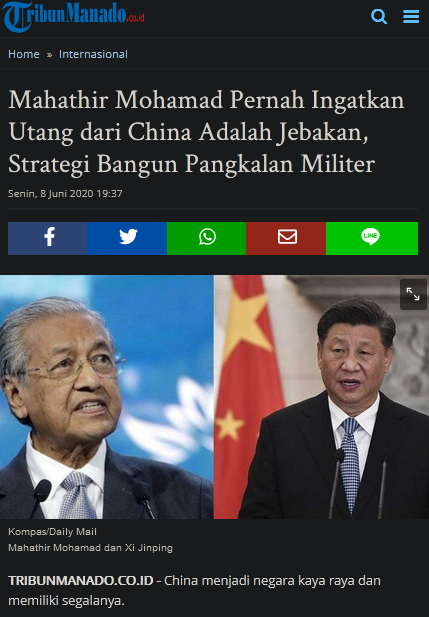 Mahathir Mohamad Pernah Ingatkan Utang dari China Adalah Jebakan