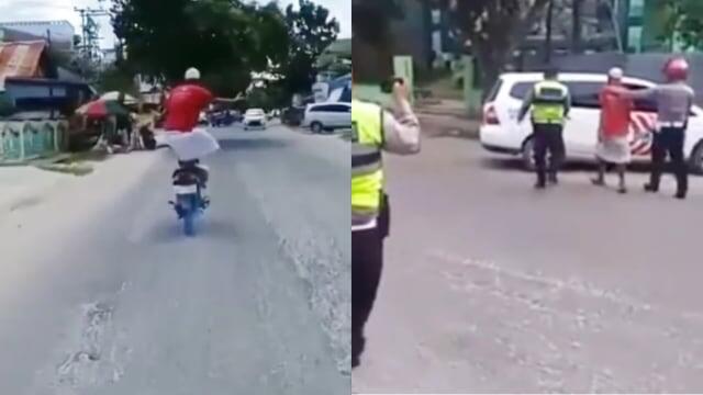 Greget! Kakek-kakek Naik Motor Sambil Berdiri, Akhirnya...