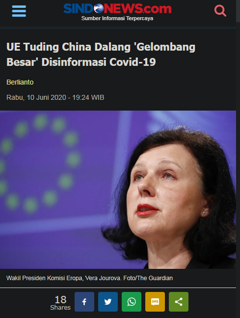 UE Tuding China Dalang 'Gelombang Besar' Disinformasi Covid-19