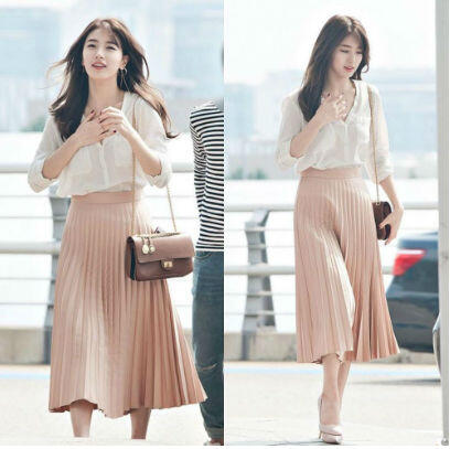 9 Inspirasi Outfit Bae Suzy Dengan Bawahan Rok, Feminin Dan Elegan