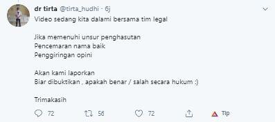 Tak Terima Dibikin Video, Dokter Tirta Ancam Polisikan Akun Twitter Ini