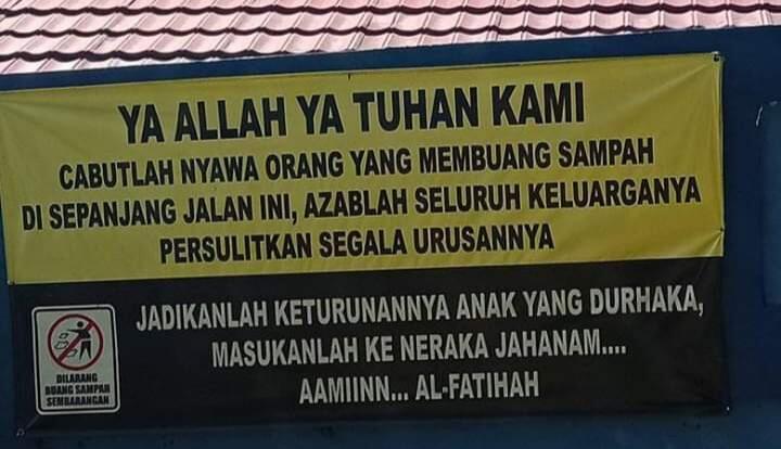 Ngakak, 6 Spanduk Doa dan Peringatan Paling Sadis Bagi yang Buang Sampah Sembarangan