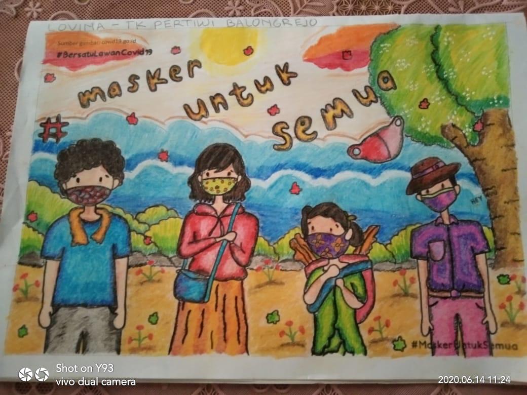 Edukasi Covid-19, Mahasiswa UM Gelar Lomba Mewarnai di Desa Balongejo