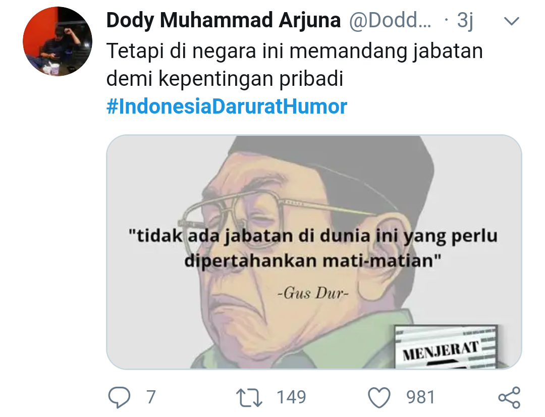 Twitter Viral Tagar #indonesiaDaruratHumor. Ada Apa?