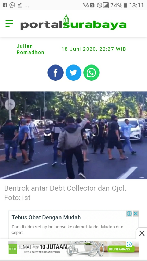 Tiga Orang Driver Ojol jadi Korban Penusukan Saat Keributan Dengan Debt Collector 