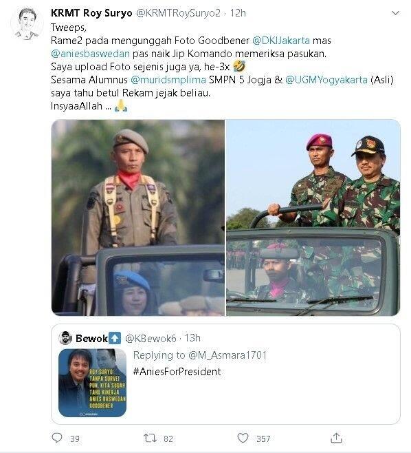 Roy Suryo Pamer Foto seperti Anies, Warganet Salfok ke Kata dalam Kurung