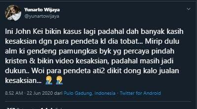 Yunarto Wijaya Soroti Tobatnya John Kei, Woi Pendeta Ati-ati Jual Kesaksian