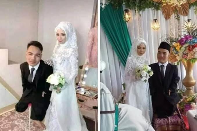 4 hari berkenalan di medsos pria disabilitas ini berhasil menikahi wanita cantik