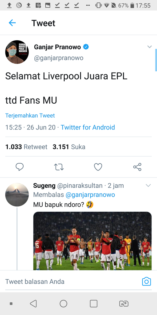 Liverpool Juara, Fans MU Serbu Ganjar Pranowo 