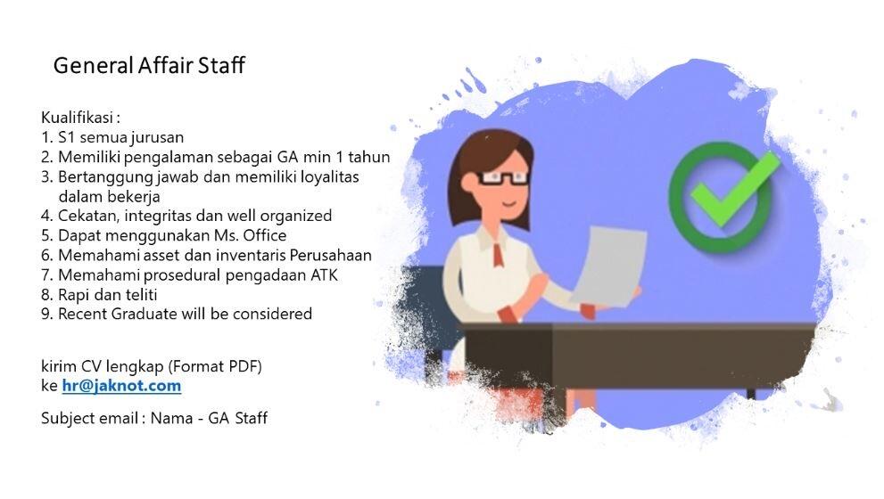 Lowongan Kerja "General Affair (GA) Staff"