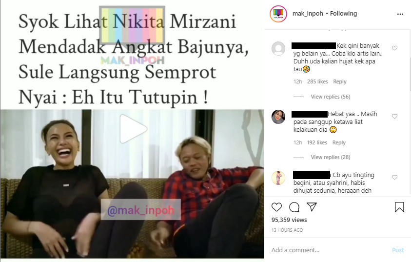 Video Nikita Mirzani Angkat Baju di Depan Sule Tuai Komentar Sinis Netizen