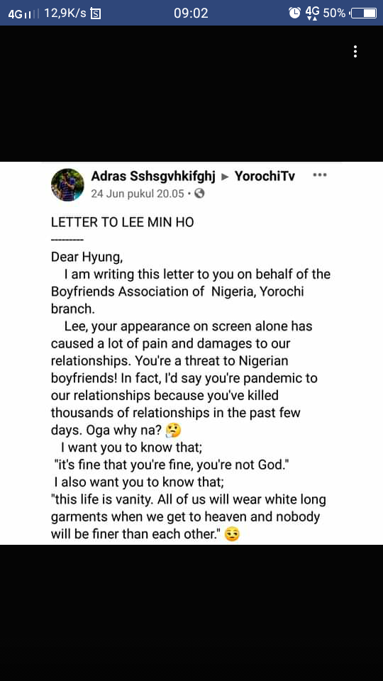 Pria Asal Nigeria Mengirim Surat Pada Lee Min Ho Isi Suratnya Bikin Netizen Ngakak😂