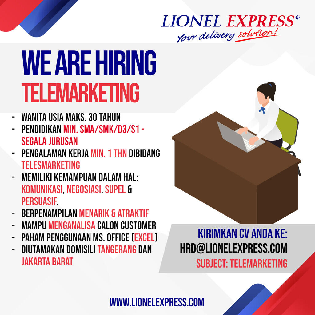 Lowongan Kerja Posisi Telemarketing, Sales Canvasser