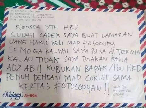 HEBOH! Pelamar Kerja Satu Ini Tulis Ancaman di Amplop Lamaran untuk HRD