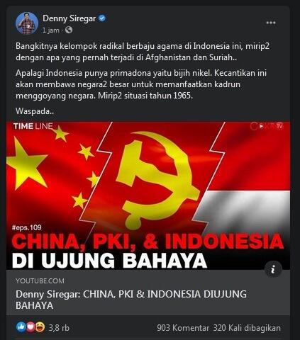 Denny Ungkap Radikalisme diIndonesia Soal Rebutan Primadona Dunia Mirip 1965,Waspada!