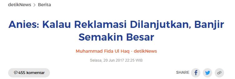 Pemprov DKI Klaim Izin Reklamasi Ancol Demi Cegah Banjir