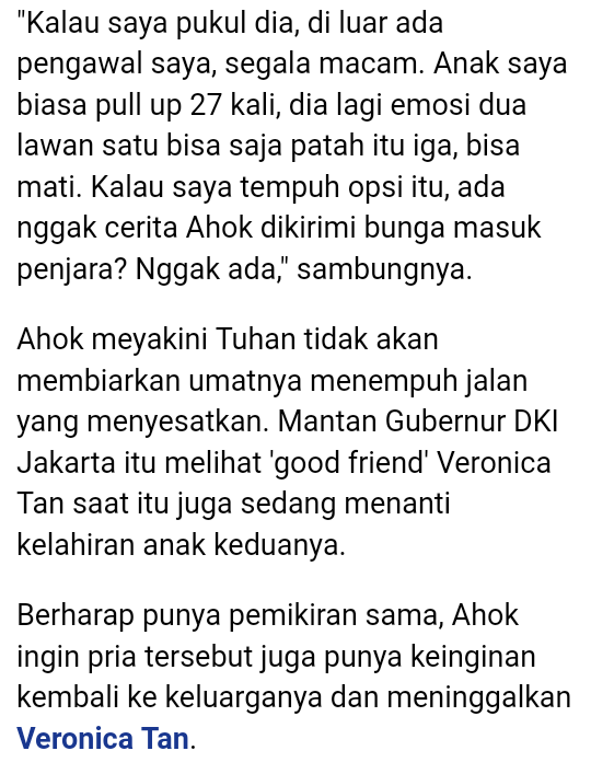 Akun IG @SahabatVero Bantah Tudingan Ahok soal Veronica Tan Selingkuh